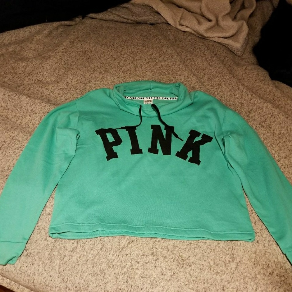 PINK NWOT Cowl Neck Crop Pullover